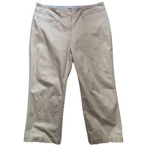 Tommy Hilfiger Women's Cotton Capri Pants Flat Front Size 14 Light Khaki